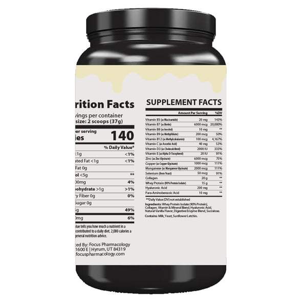 Focus Pharmacology Hair, Skin, & Nails (HSN) Whey Protein Isolate + Collagen