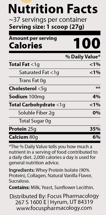 Focus Pharmacology Whey Protein Isolate + Collagen